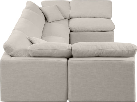 Sloane 140" Linen Textured Fabric Upholstered Sectional, 6-Piece (Style 3)