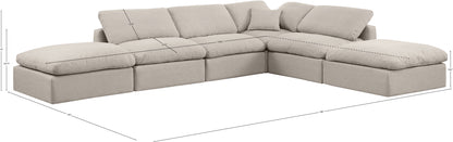 Luxus Beige Linen Textured Fabric Modular Sectional Sec6E