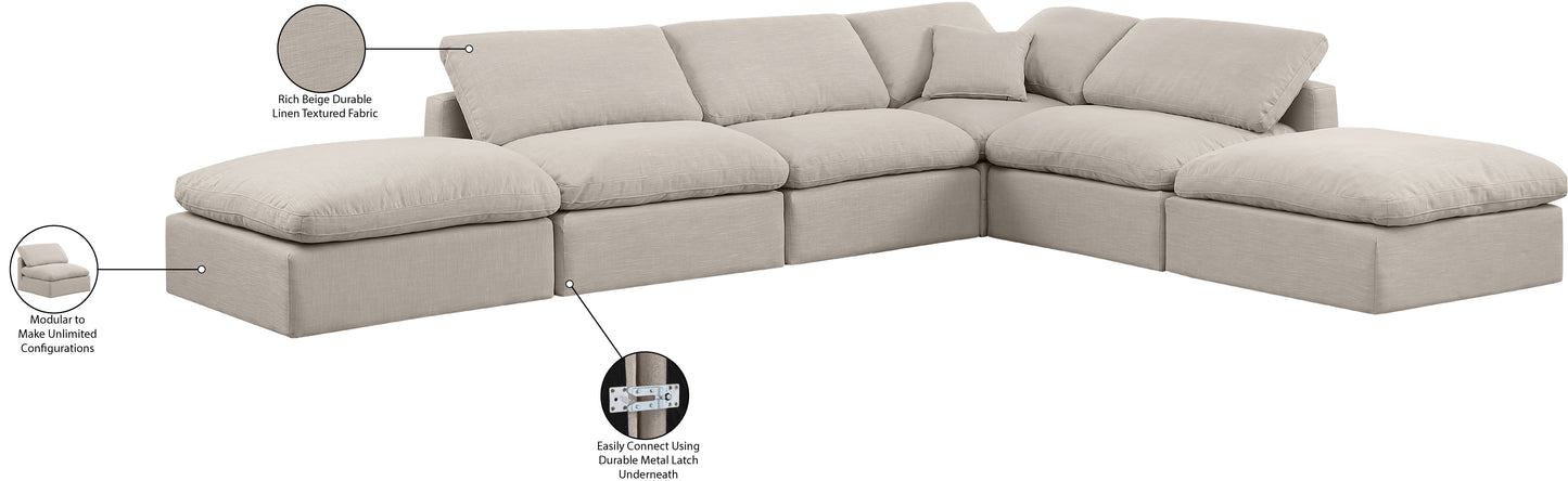 luxus beige linen textured fabric modular sectional sec6e