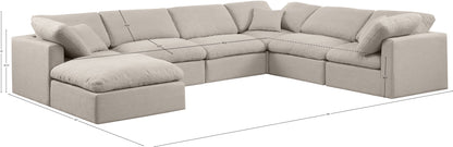 Luxus Beige Linen Textured Fabric Modular Sectional Sec7A