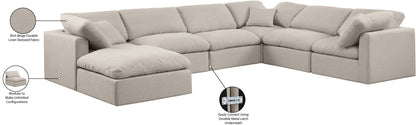 Luxus Beige Linen Textured Fabric Modular Sectional Sec7A