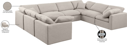 Luxus Beige Linen Textured Fabric Modular Sectional Sec8A