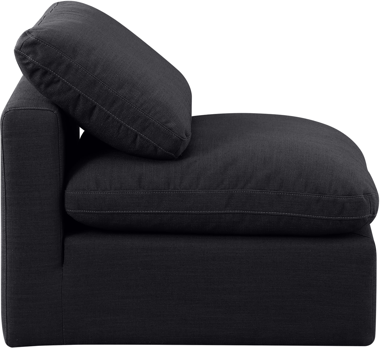 luxus black linen textured fabric armless chair armless