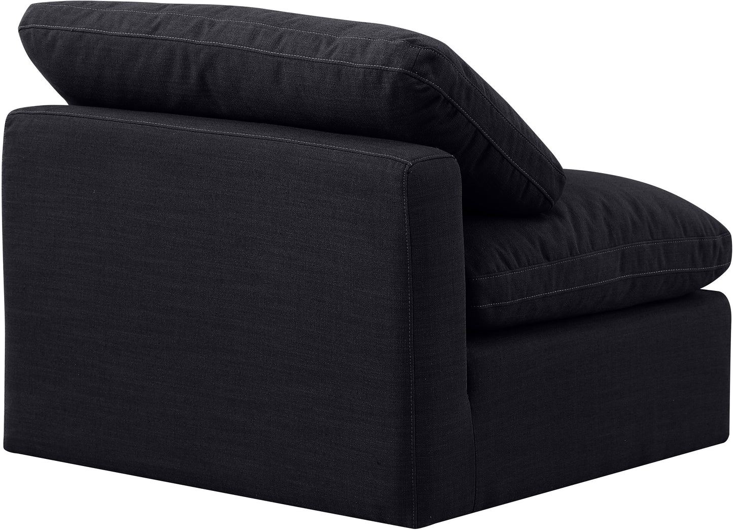 luxus black linen textured fabric armless chair armless