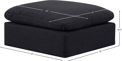 Luxus Black Linen Textured Fabric Ottoman Ott