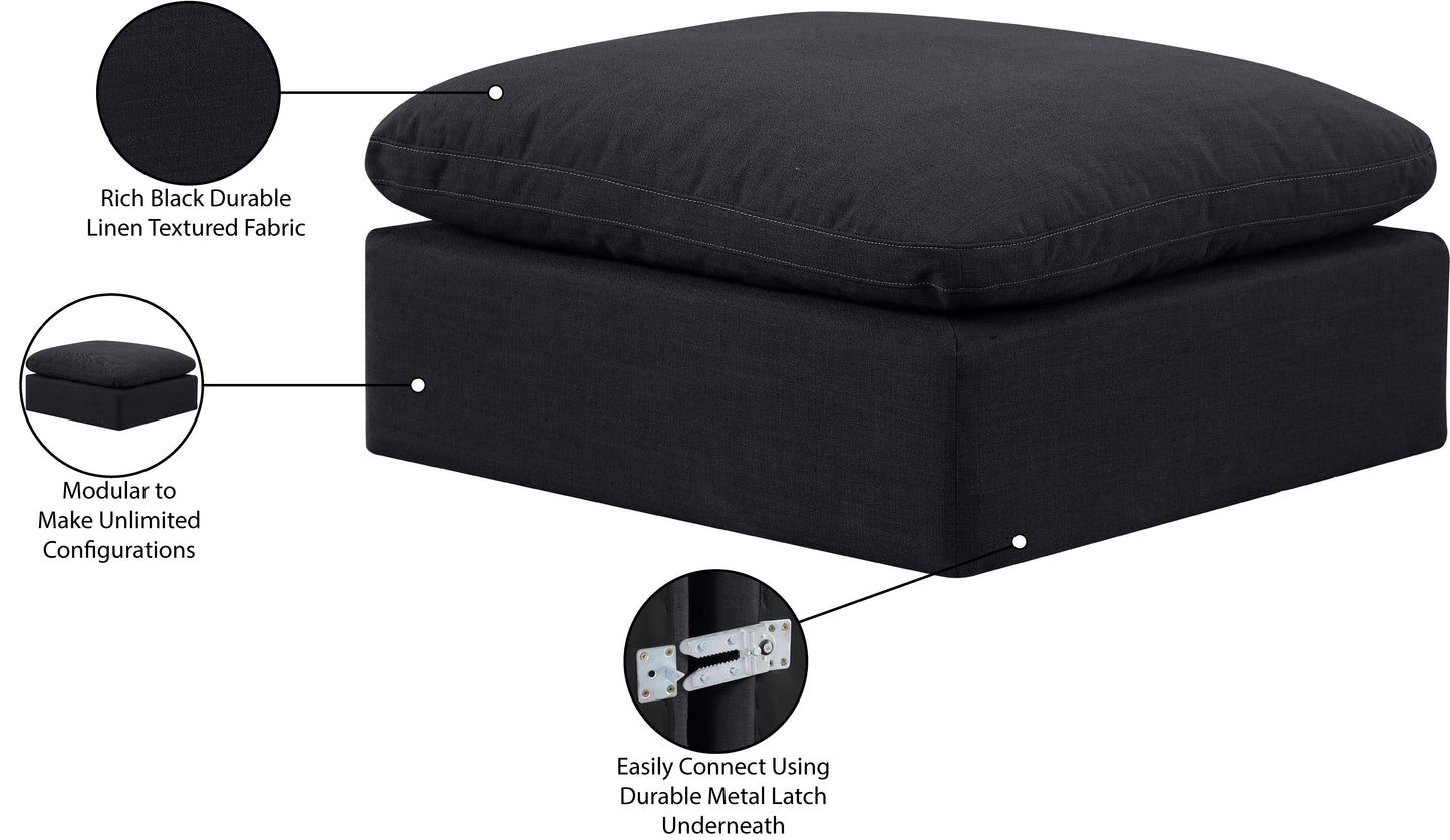 luxus black linen textured fabric ottoman ott