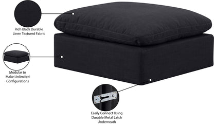Luxus Black Linen Textured Fabric Ottoman Ott