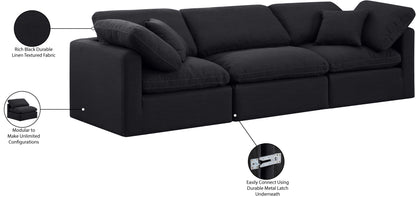 Luxus Black Linen Textured Fabric Modular Sofa S105