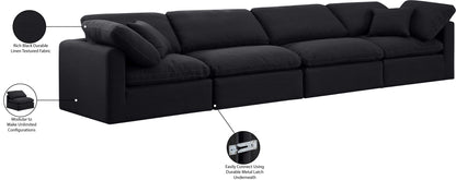 Luxus Black Linen Textured Fabric Modular Sofa S140