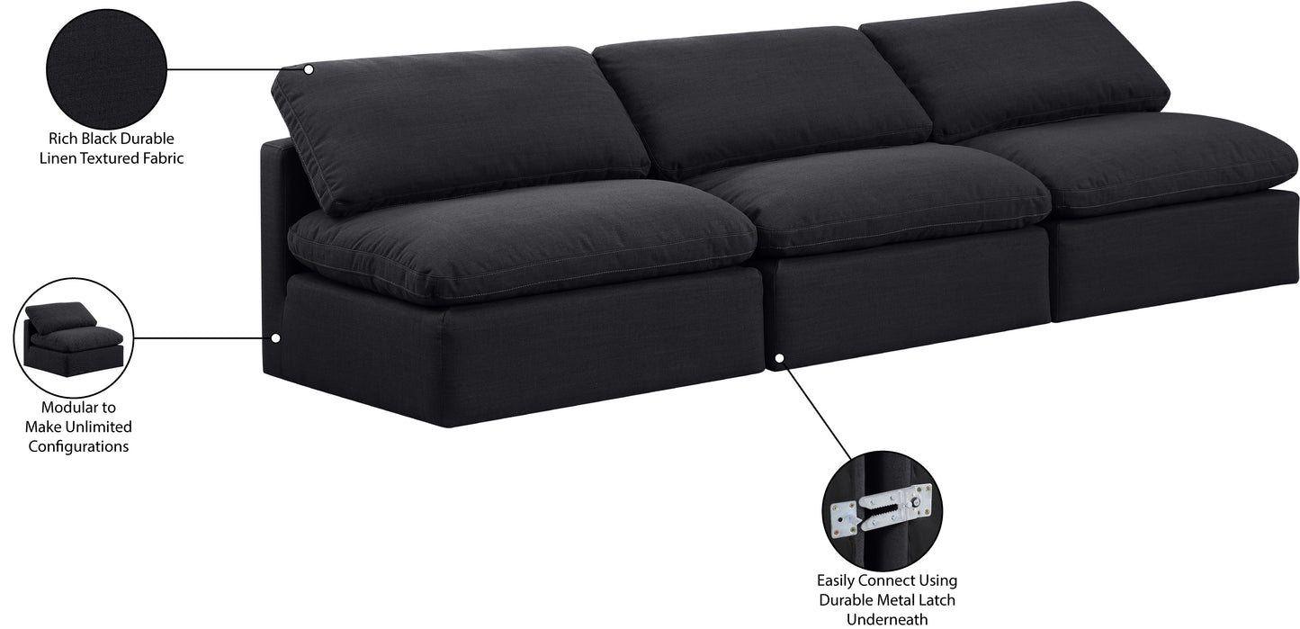 luxus black linen textured fabric modular sofa s3