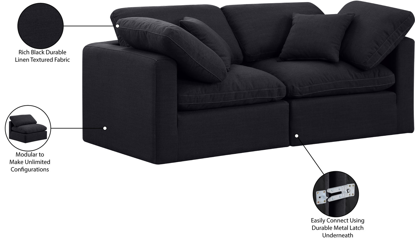 luxus black linen textured fabric modular sofa s70