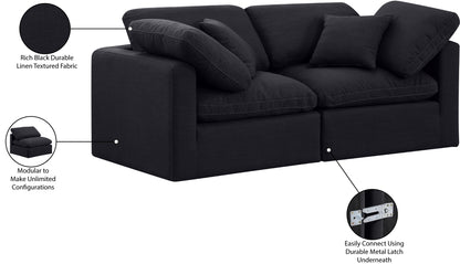 Luxus Black Linen Textured Fabric Modular Sofa S70