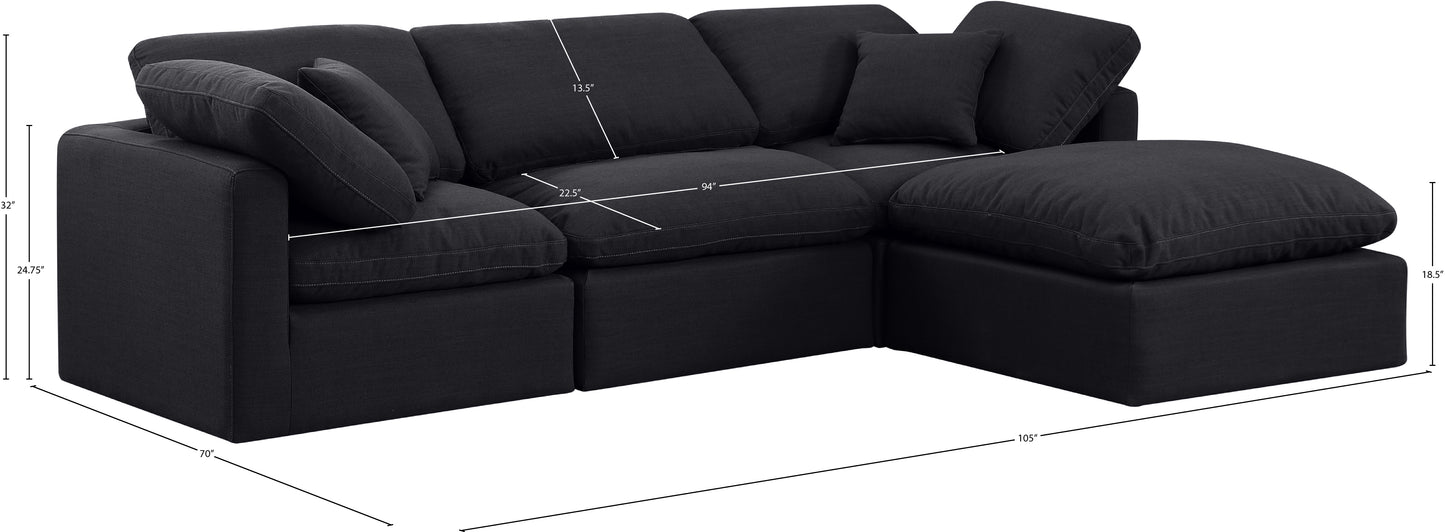 luxus black linen textured fabric modular sectional sec4a