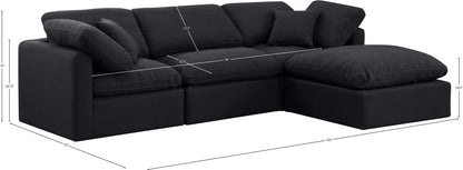 Luxus Black Linen Textured Fabric Modular Sectional Sec4A