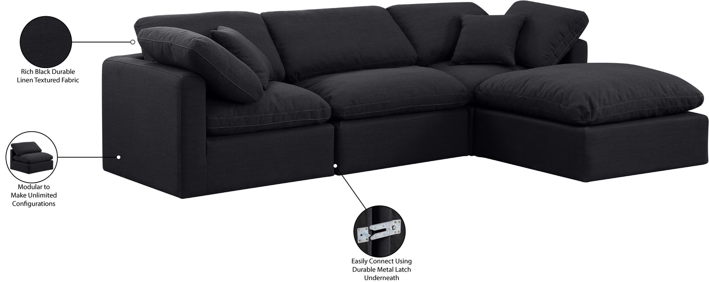 luxus black linen textured fabric modular sectional sec4a