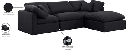 Luxus Black Linen Textured Fabric Modular Sectional Sec4A