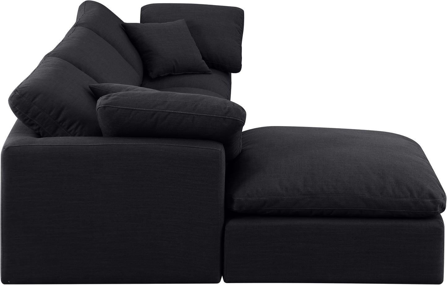 luxus black linen textured fabric modular sectional sec4a