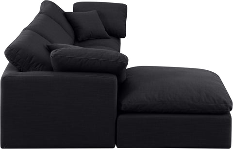 Luxus Black Linen Textured Fabric Modular Sectional Sec4A