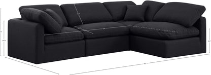 Luxus Black Linen Textured Fabric Modular Sectional Sec4B