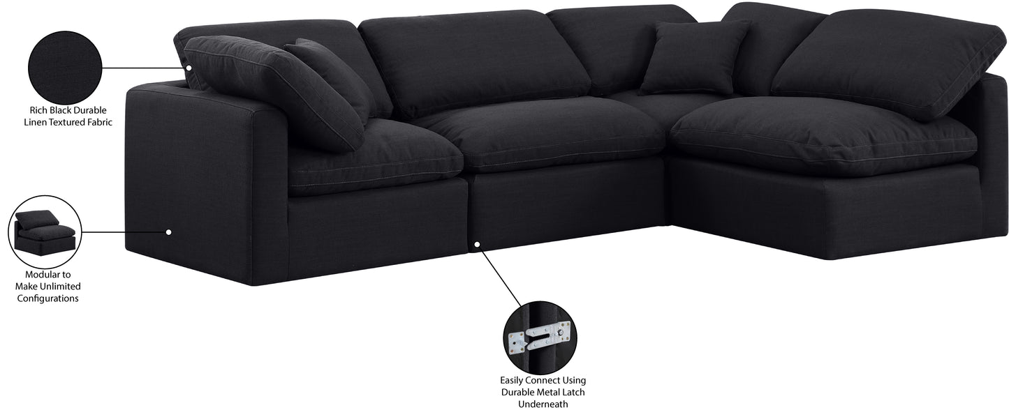 luxus black linen textured fabric modular sectional sec4b