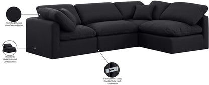 Luxus Black Linen Textured Fabric Modular Sectional Sec4B