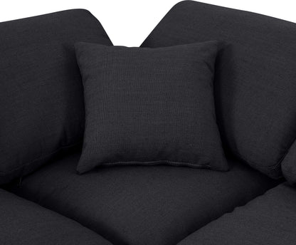 Luxus Black Linen Textured Fabric Modular Sectional Sec4B