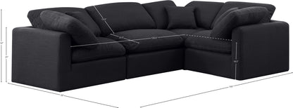 Luxus Black Linen Textured Fabric Modular Sectional Sec4C