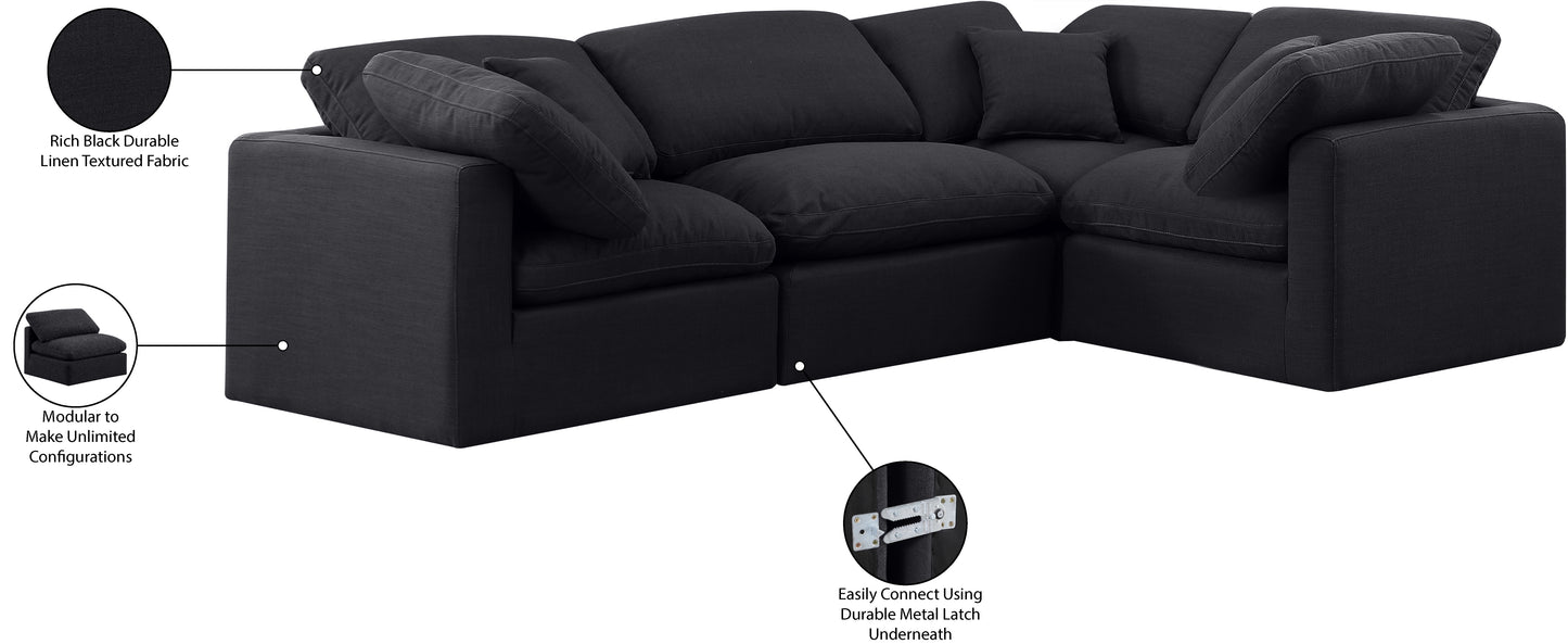 luxus black linen textured fabric modular sectional sec4c