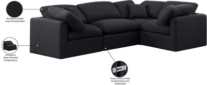 Luxus Black Linen Textured Fabric Modular Sectional Sec4C