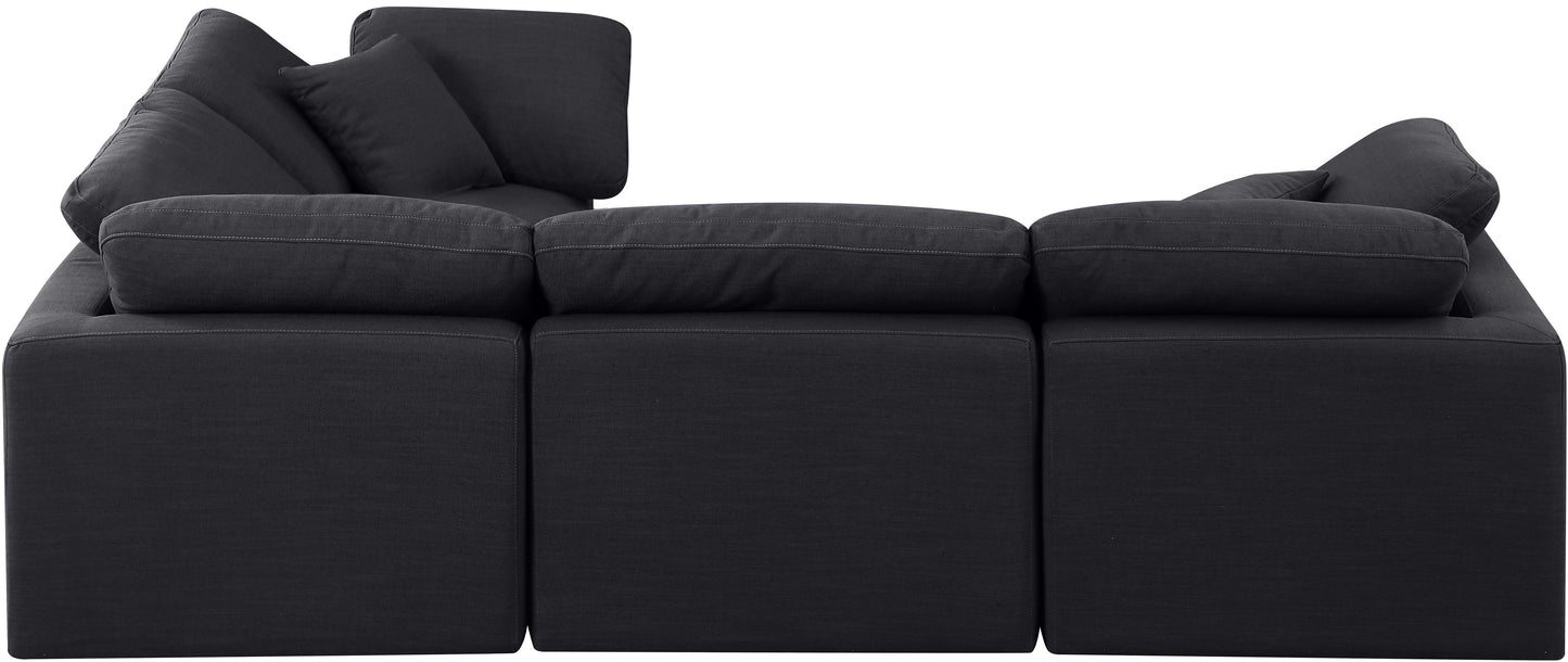 luxus black linen textured fabric modular sectional sec4c