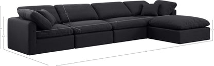 Luxus Black Linen Textured Fabric Modular Sectional Sec5A