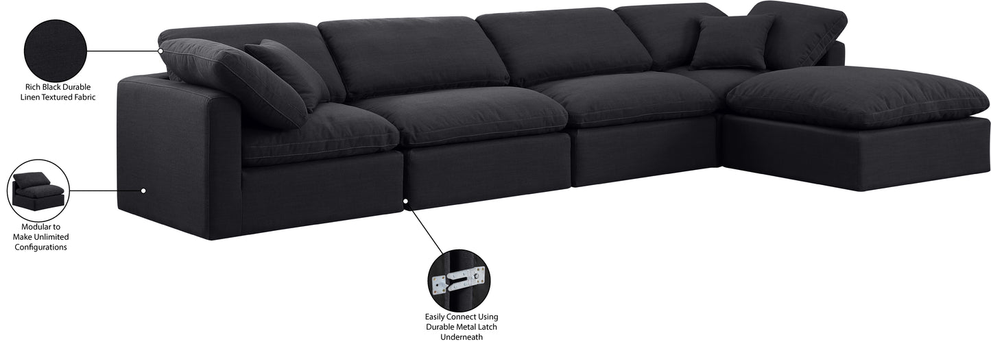 luxus black linen textured fabric modular sectional sec5a