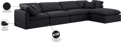 Luxus Black Linen Textured Fabric Modular Sectional Sec5A