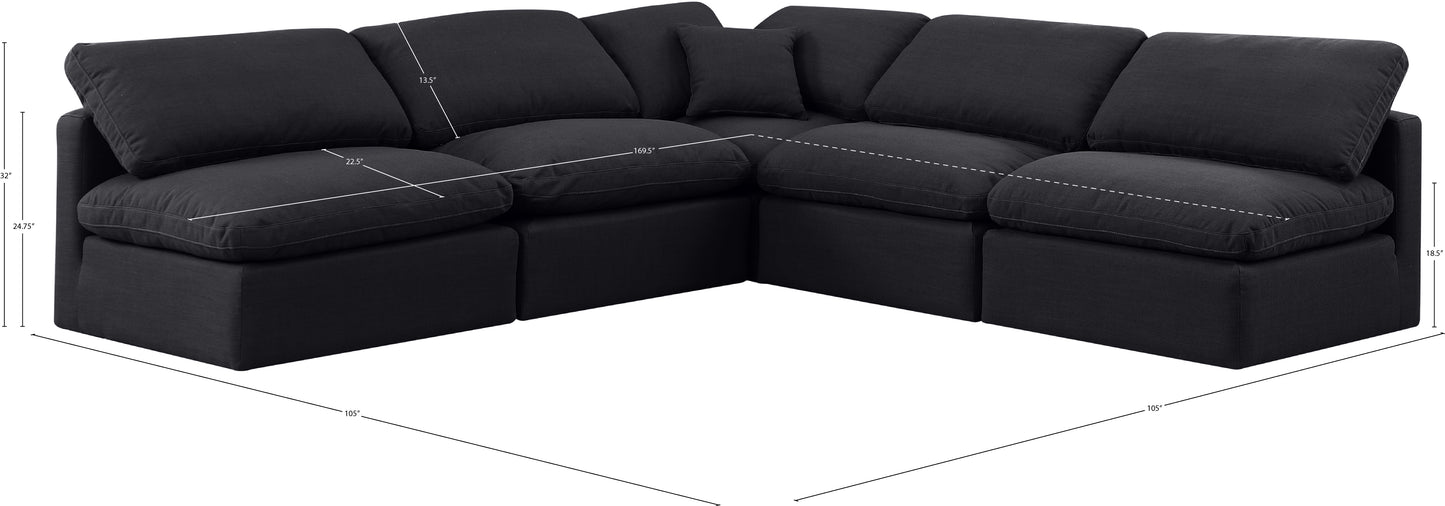 luxus black linen textured fabric modular sectional sec5b