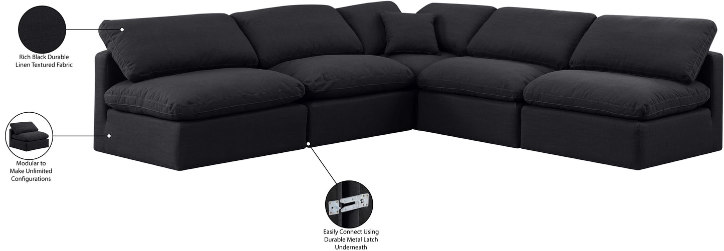 luxus black linen textured fabric modular sectional sec5b