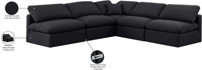 Luxus Black Linen Textured Fabric Modular Sectional Sec5B