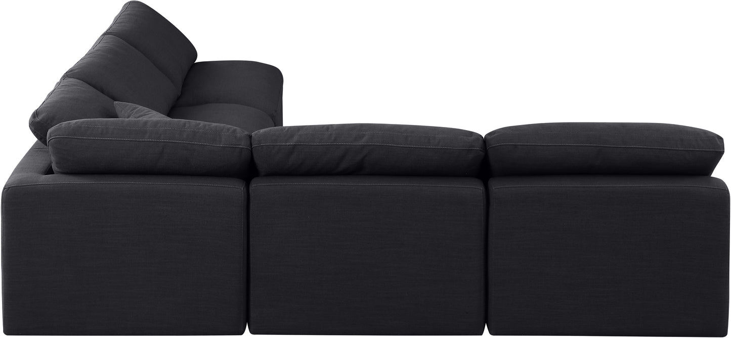 luxus black linen textured fabric modular sectional sec5b