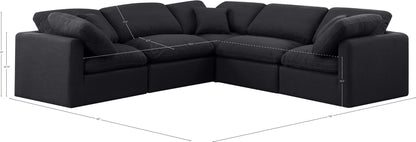 Luxus Black Linen Textured Fabric Modular Sectional Sec5C