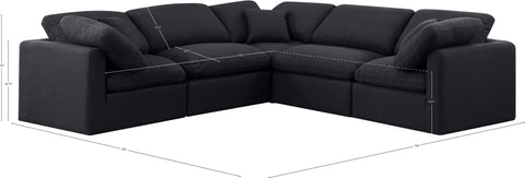 Luxus Black Linen Textured Fabric Modular Sectional Sec5C