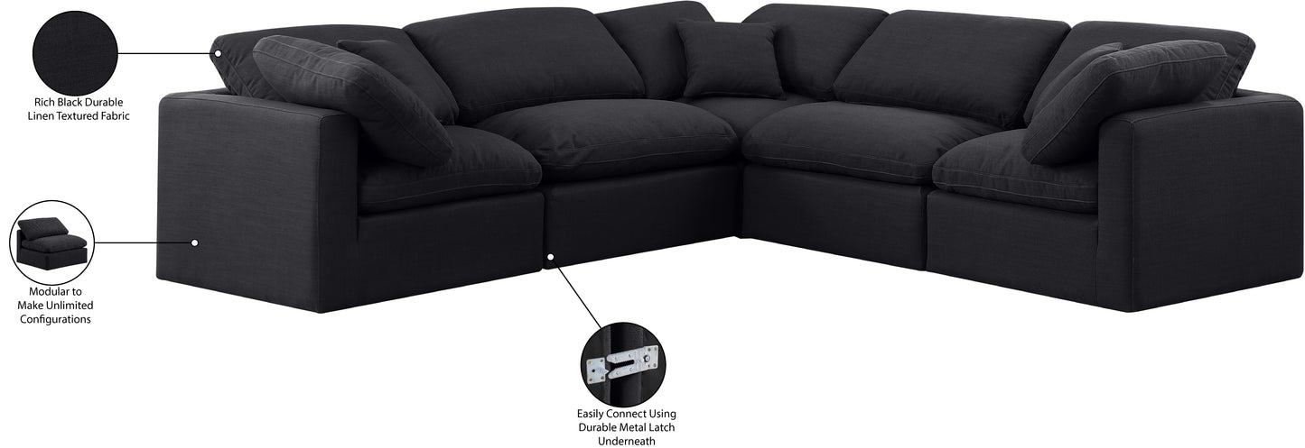 luxus black linen textured fabric modular sectional sec5c