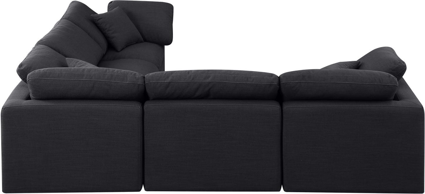 luxus black linen textured fabric modular sectional sec5c