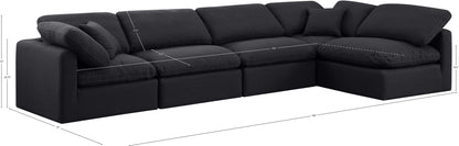 Luxus Black Linen Textured Fabric Modular Sectional Sec5D