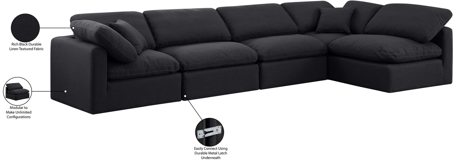 luxus black linen textured fabric modular sectional sec5d