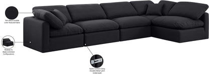 Luxus Black Linen Textured Fabric Modular Sectional Sec5D