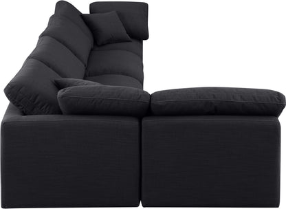 Luxus Black Linen Textured Fabric Modular Sectional Sec5D