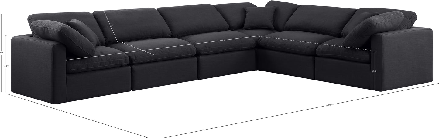 luxus black linen textured fabric modular sectional sec6a