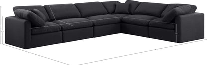 Luxus Black Linen Textured Fabric Modular Sectional Sec6A