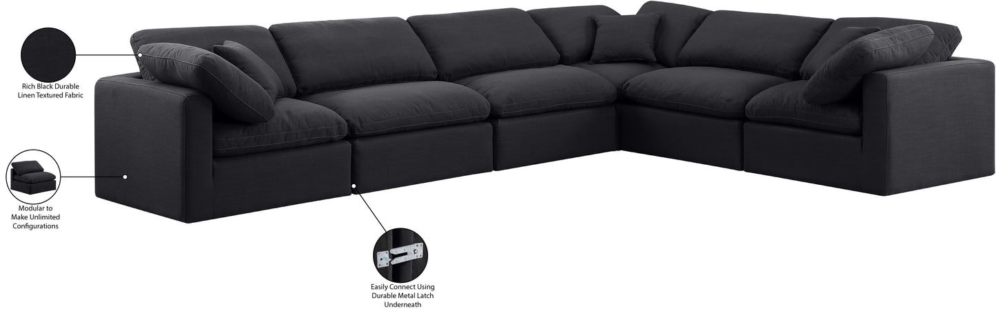 luxus black linen textured fabric modular sectional sec6a