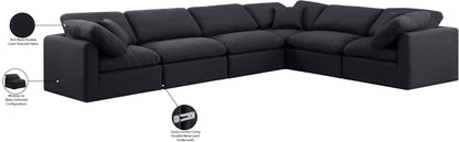 Luxus Black Linen Textured Fabric Modular Sectional Sec6A