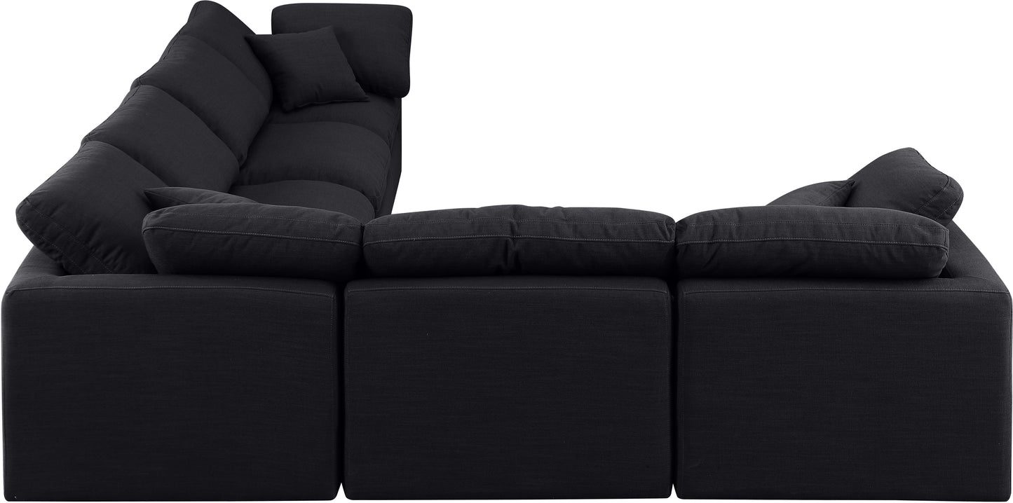 luxus black linen textured fabric modular sectional sec6a